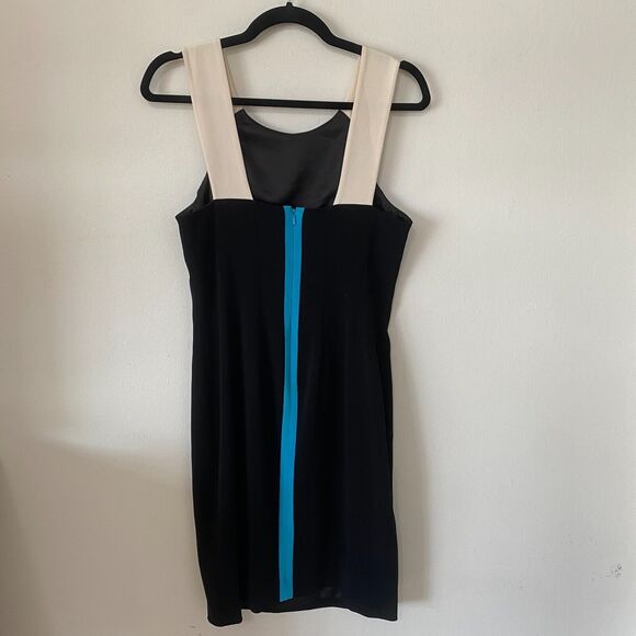 Jay Godfrey Black & Cream Strap Colorblock Sheath Bodycon Blue Zipper Mini 10 - Picture 5 of 14